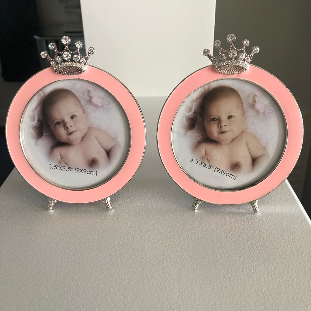 Pink princess crown rhinestone frames EUC